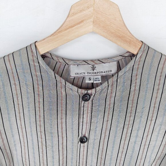 Shack Incorporated J Morgan Puett Taupe Striped Rayon Tunic Top Long Sleeve  S - Picture 3 of 11